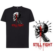 Koszulka męska z nadrukiem czaszka walka tshirt czarna L DEYORA