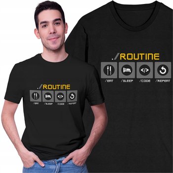 Koszulka Męska z Nadrukiem dla Programisty Informatyka Kodowanie Rutyna - Freshtop