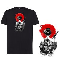Koszulka męska z nadrukiem gejsza katana japan tshirt czarna L DEYORA