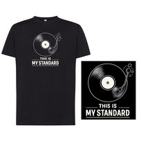 Koszulka męska z nadrukiem gramofon winyl czarna L DEYORA