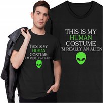 Koszulka Męska z Nadrukiem Kostium Halloween Alien Kosmita Obcy Ufoludek