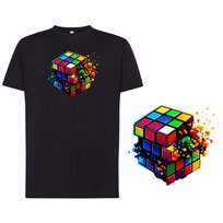 Koszulka męska z nadrukiem kostka rubika tshirt czarna L DEYORA
