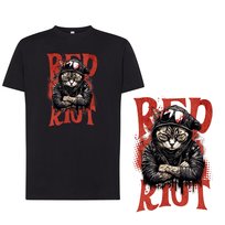 Koszulka męska z nadrukiem kot cat grafika tshirt czarna L DEYORA