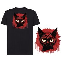 Koszulka męska z nadrukiem kot czaszka tshirt czarna L DEYORA