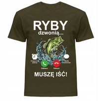 Koszulka męska z nadrukiem RYBY DZWONIĄ dla wędkarza wędkarz XXL ARTEX FASHION