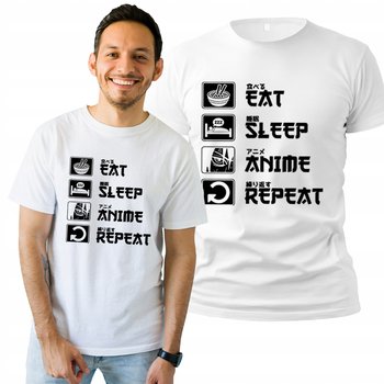 Koszulka Męska z Nadrukiem  T-shirt Prezent Eat Sleep Anime S - Plexido