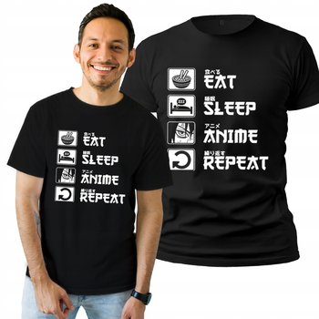Koszulka Męska Z Nadrukiem  T-shirt Prezent Eat Sleep Anime S - Plexido