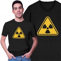 Koszulka Męska z Nadrukiem Warning Radioactive Znak Radioaktywności Freshtop