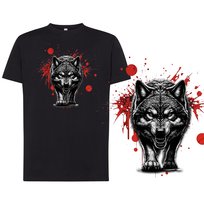 Koszulka męska z nadrukiem wilk czerwony tshirt czarna L DEYORA