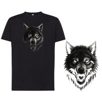 Koszulka męska z nadrukiem wilk wolf dziki drapieżnik czarna L DEYORA