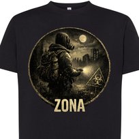 Koszulka męska z nadrukiem ZONA stalker noc tshirt czarna S DEYORA