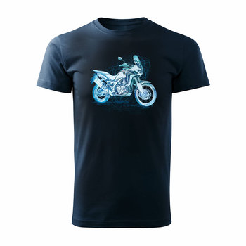 Koszulka motocyklowa z motocyklem na motor Honda Africa Twin męska granatowa-M