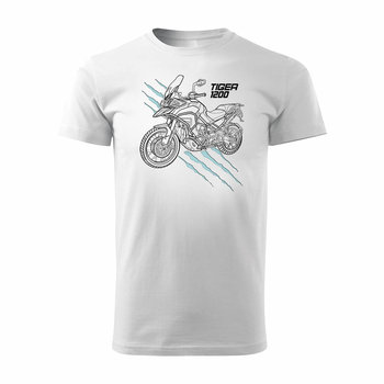 Koszulka motocyklowa z motocyklem na motor Triumph Tiger 1200 męska biała REGULAR-XL