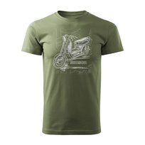Koszulka motocyklowa z motocyklem Simson skuter SR50 męska khaki REGULAR-XXL