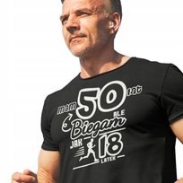 Koszulka na 50 urodziny Mam 50 lat a biegam jak 18 latek Super prezent dla Niego męska XL/Aradena Inna marka