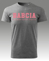 Koszulka na Dzień Babci Uniwersytet Życia SLA / Ciemnoszary melanż M Przód