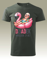 Koszulka na Dzień Dziadka Dziadek Wreszcie Żyję! KHA / Khaki S Przód