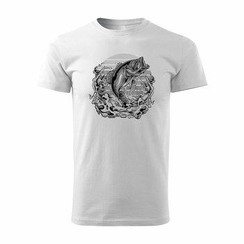 Koszulka na ryby dla wędkarza karp z karpiem wędkarska męska biała REGULAR-XXL