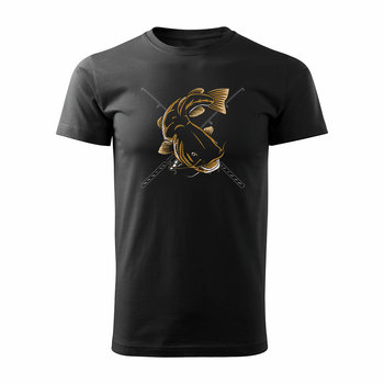 Koszulka na ryby dla wędkarza sum z sumem karp wędkarska męska czarna REGULAR-XL