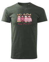 Koszulka na Walentynki Happy Meowentine's Koty Khaki XXL