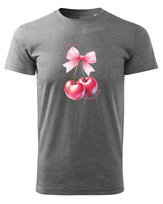 Koszulka na Walentynki I love You cherry much Ciemnoszary  S