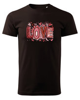 Koszulka na Walentynki Kolorowe LOVE Ciemnobrązowy XL