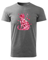 Koszulka na Walentynki Miłość do Kotów Ciemnoszary  S