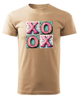 Koszulka na Walentynki XOXO - Uściski i Pocałunki Beżowy M