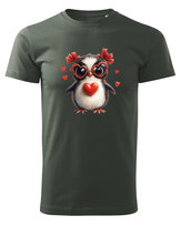 Koszulka na Walentynki Zakochany Pingwinek Khaki S