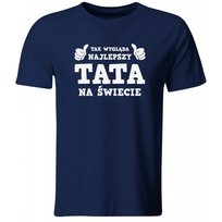 Koszulka Najlepszy Tata na świecie. Prezent na Dzień Ojca, granatowa, roz. XL