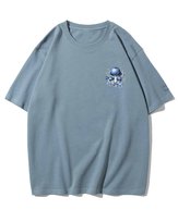 Koszulka oversize Chill Vibes Grzyb Minimalistyczna Niebieska XXL