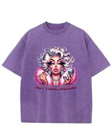 Koszulka oversize efekt sprania Diva Makeup Kobieta fioletowy XL