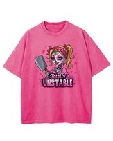 Koszulka oversize efekt sprania Dziewczyna z Tasakiem różowy M