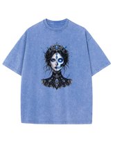 Koszulka oversize efekt sprania Królowa Lodu Mroku jasnoniebieski 3XL