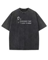 Koszulka oversize efekt sprania Nadruk brokatowy Vintage Pop Czarny S