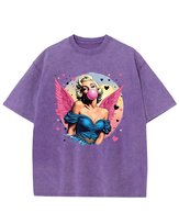 Koszulka oversize efekt sprania Piękna Marilyn Monroe fioletowy 3XL