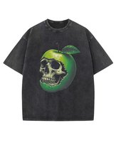 Koszulka oversize efekt sprania Zatrute Jabłko Czaszka czarny S