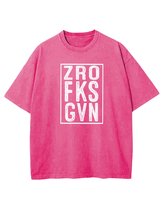 Koszulka oversize efekt sprania Zero Fcks Given Mam Wywalone różowy 3XL