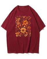 Koszulka oversize Jesienne Kwiaty Piękno na Prezent Bordowy XL