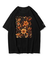 Koszulka oversize Jesienne Kwiaty Piękno na Prezent Czarny 3XL