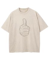 Koszulka oversize Kciuk w Górę Łapka - efekt sprania Beżowa L