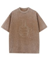 Koszulka oversize Kciuk w Górę Łapka - efekt sprania Brązowa 3XL