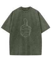 Koszulka oversize Kciuk w Górę Łapka - efekt sprania Khaki S
