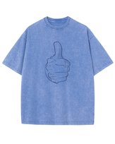 Koszulka oversize Kciuk w Górę Łapka - efekt sprania Niebieska XXL
