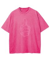 Koszulka oversize Kciuk w Górę Łapka - efekt sprania Różowa L