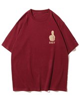 Koszulka oversize Kciuk w Górę Okey Minimalistyczna Bordowy L