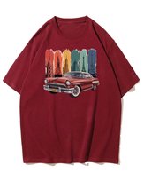 Koszulka oversize Klasyk Samochodowy w Podróży Wycieczka Bordowy M
