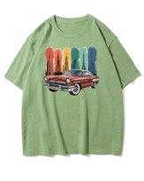 Koszulka oversize Klasyk Samochodowy w Podróży Wycieczka Matcha XL