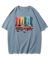 Koszulka oversize Klasyk Samochodowy w Podróży Wycieczka Niebieska L