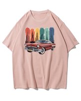 Koszulka oversize Klasyk Samochodowy w Podróży Wycieczka Różowy XXL